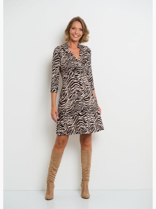 Robe décolleté plissé imprimé animalier - AFIBEL - Kiabi Robe décolleté plissé imprimé animalier - AFIBEL - Kiabi