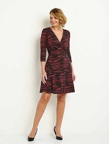 Robe décolleté V drapé maille métallisée