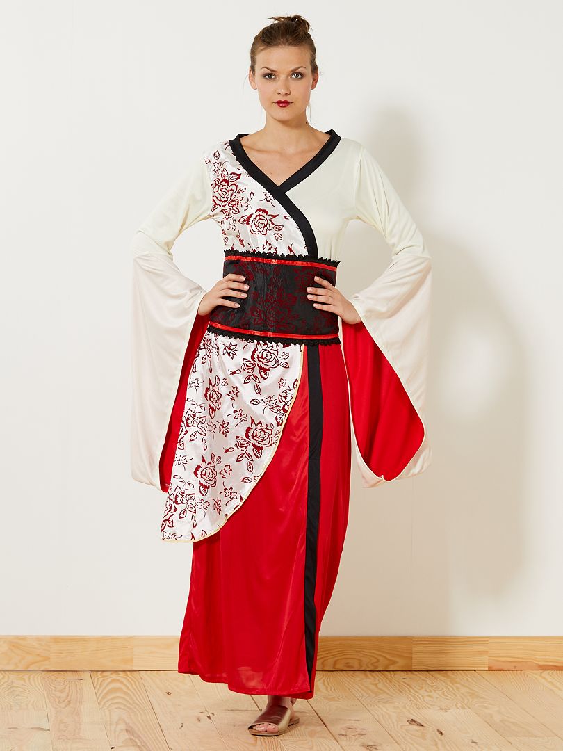 Robe déguisement esprit kimono rouge/blanc - Kiabi