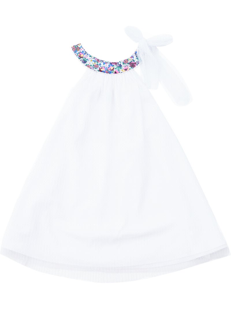 Robe Demoiselle d'Honneur   à Col Liberty   ALIZEE - La Faute à Voltaire Blanc Mauve - Kiabi