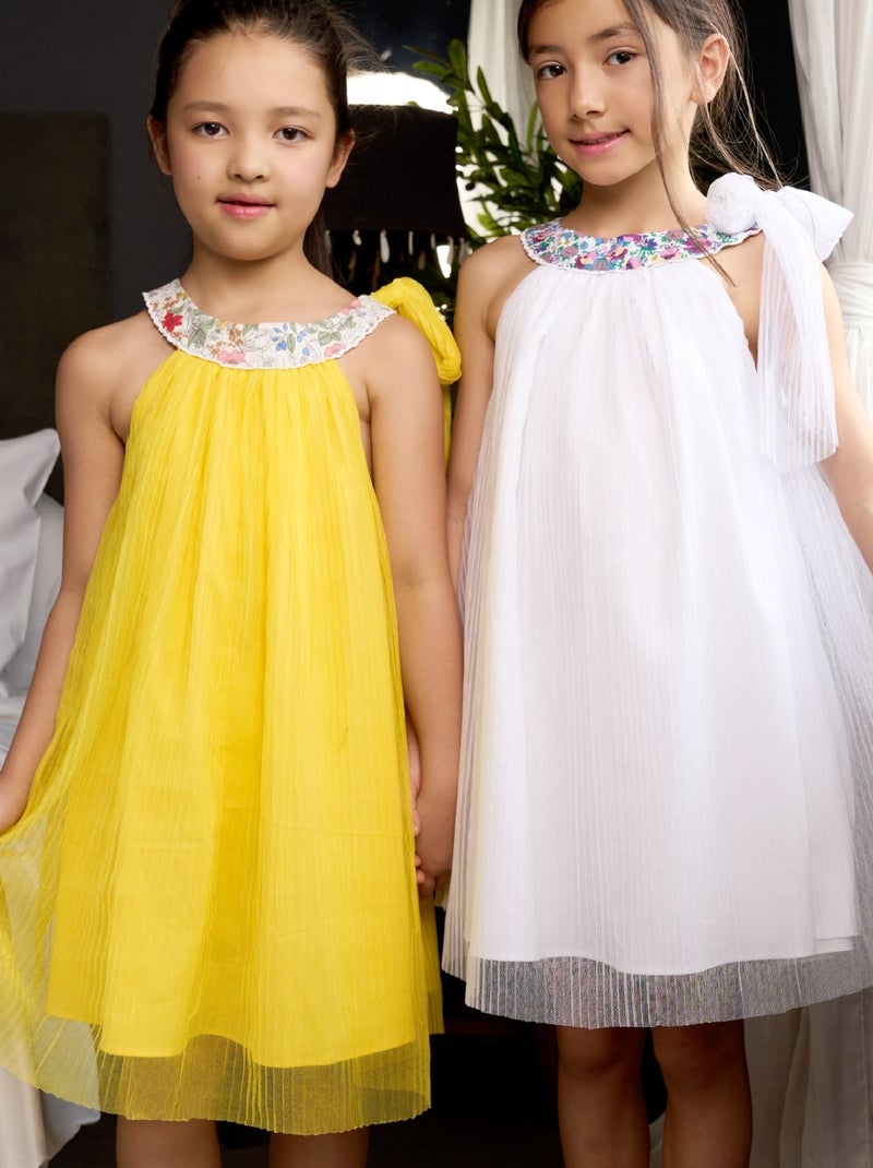 Robe Demoiselle d'Honneur    Col Fleuri  ALIZEE - La Faute à Voltaire Jaune poussin - Kiabi