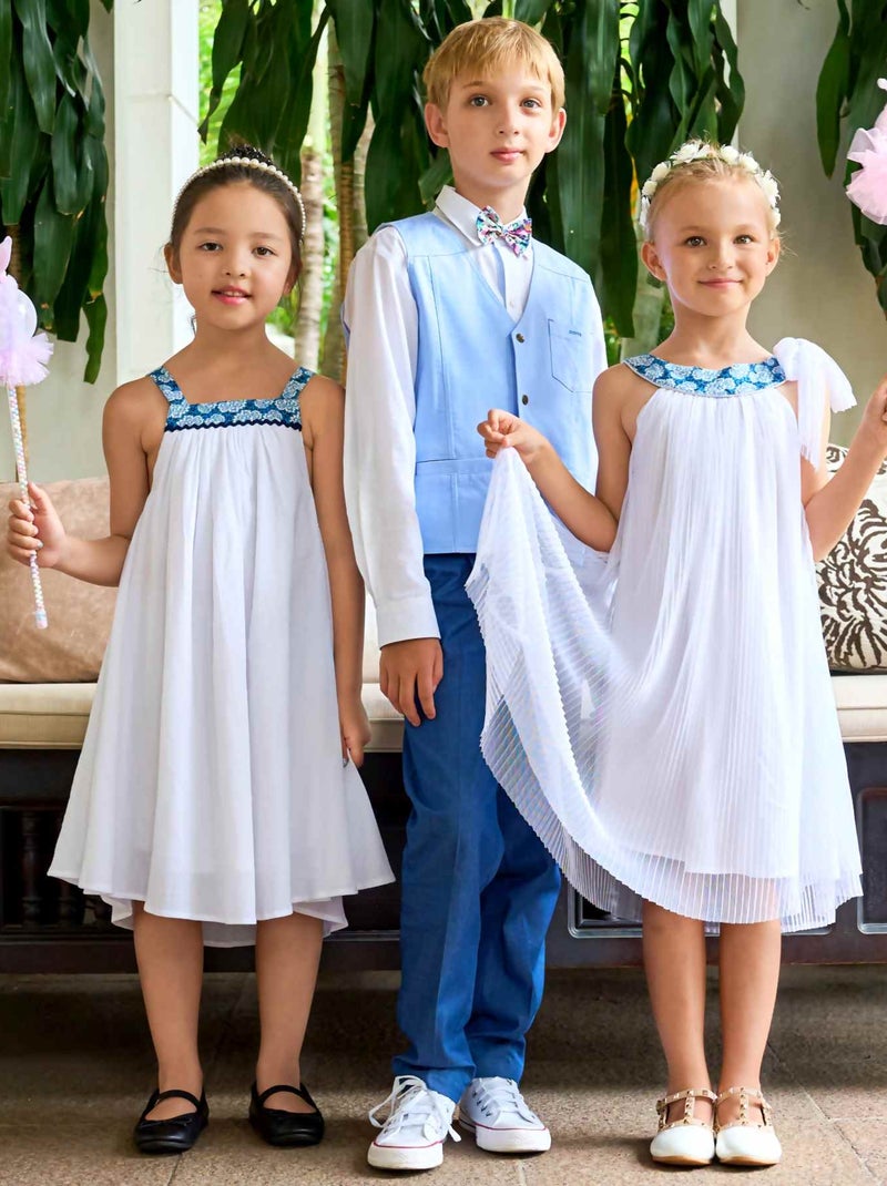 Robe Demoiselle d'Honneur  Fleurie   ALIZEE - 'LA FAUTE A VOLTAIRE' Blanc Bleu - Kiabi