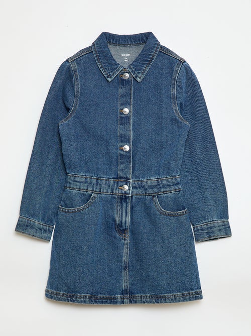 Robe denim avec col chemise - Kiabi