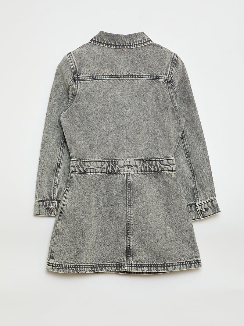 Robe denim avec col chemise Gris - Kiabi