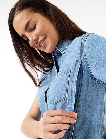 Robe denim d'allaitement coupe chasuble