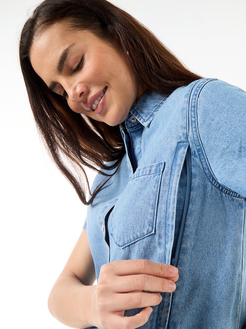 Robe denim d'allaitement coupe chasuble - Kiabi
