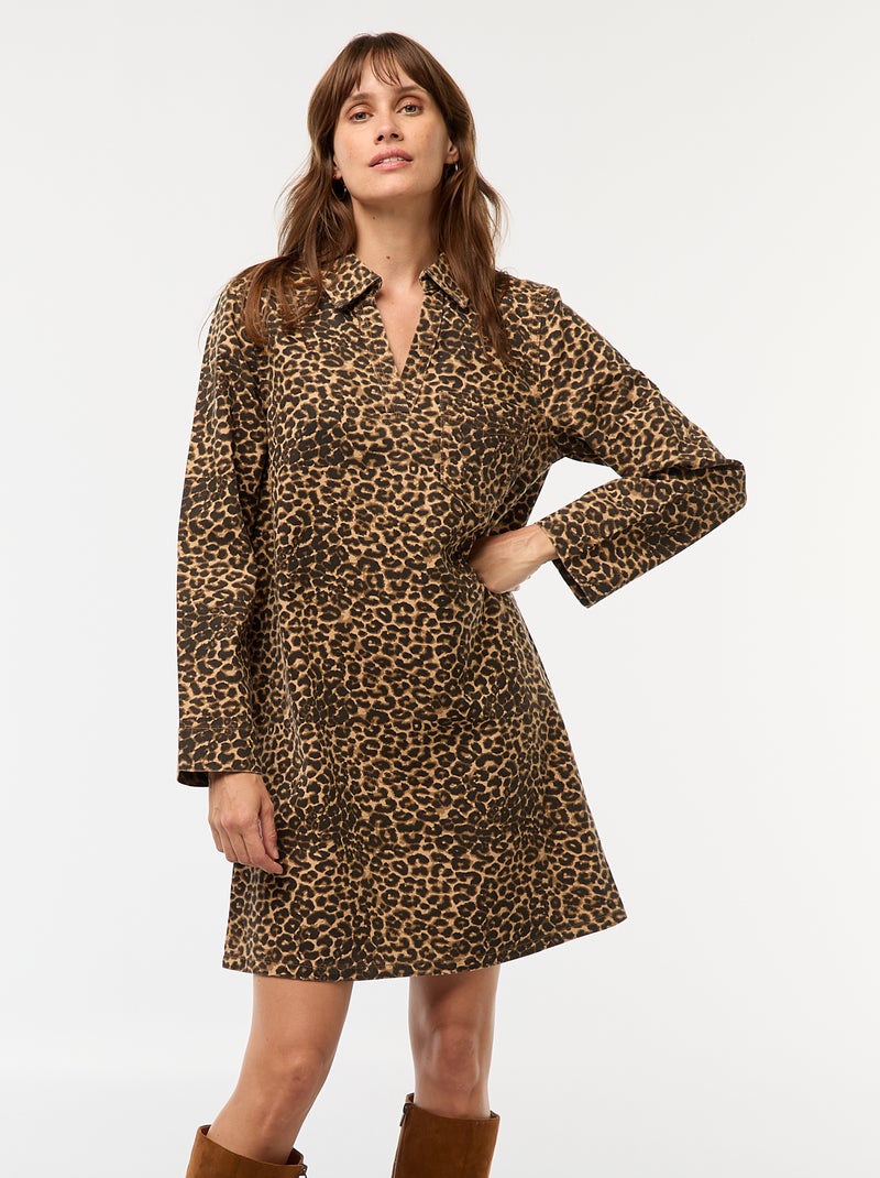 Robe denim léopard Léopard - Kiabi