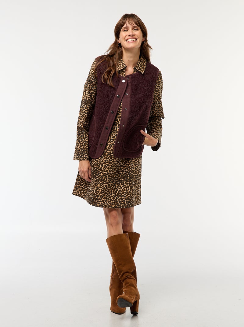 Robe denim léopard Léopard - Kiabi