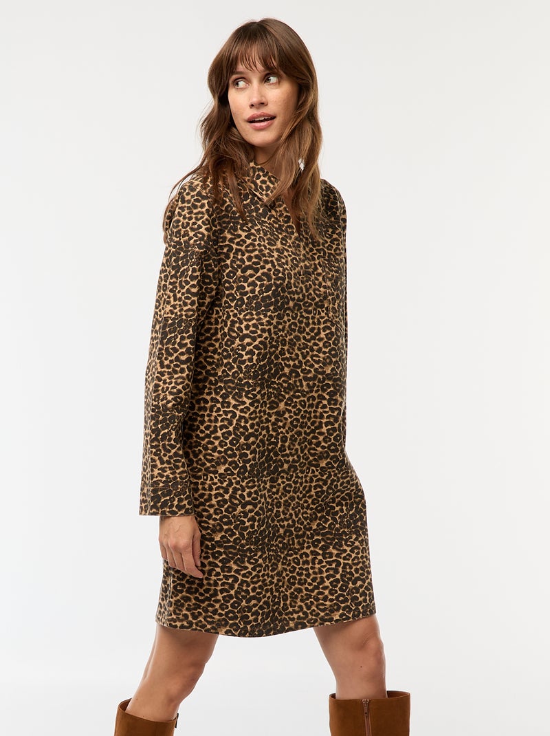 Robe denim léopard Léopard - Kiabi