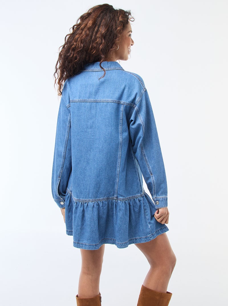 Robe denim manches longues Bleu - Kiabi