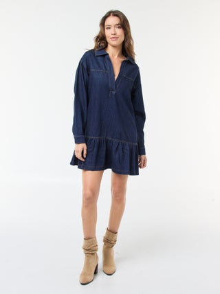 Robe denim manches longues