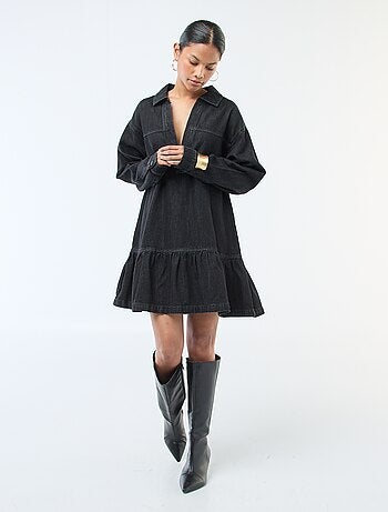Robe denim manches longues