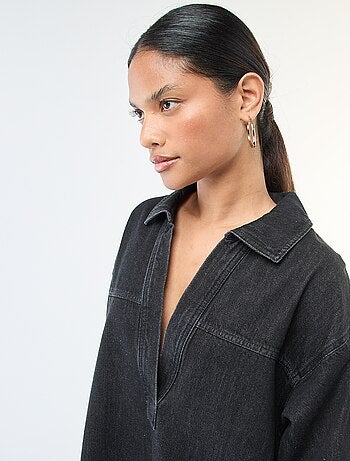 Robe denim manches longues