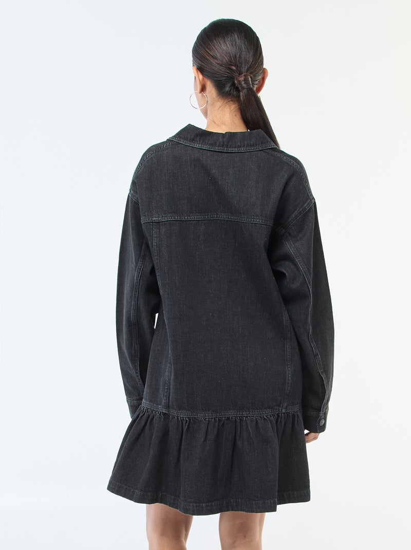Robe denim manches longues Noir - Kiabi