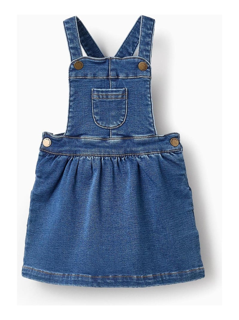 Robe denim, poche kangourou, bretelles réglables ISTANBUL Bleu foncé - Kiabi