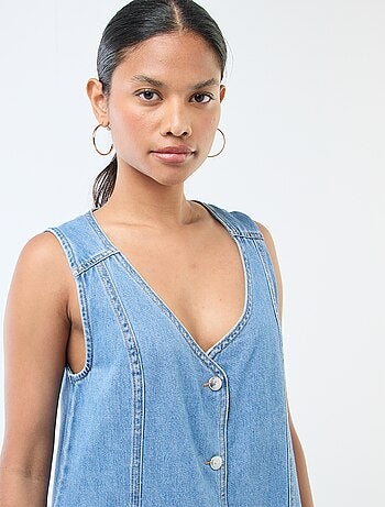 Robe denim sans manches en coton