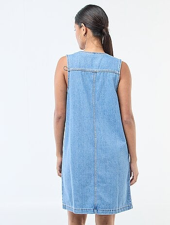 Robe denim sans manches en coton