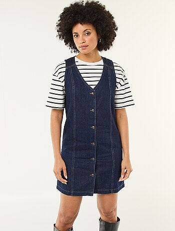 Robe denim sans manches en coton