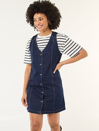 Robe denim sans manches en coton