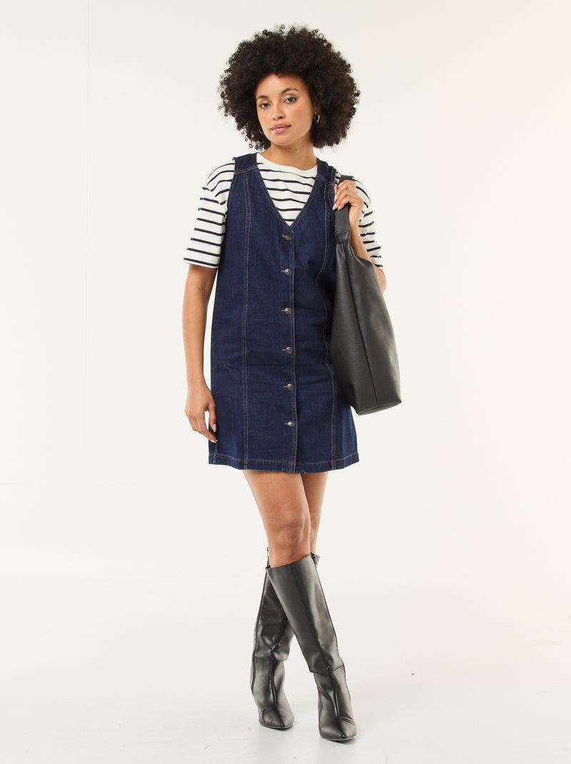 Robe denim sans manches en coton Bleu - Kiabi