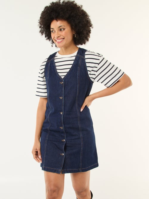 Robe denim sans manches en coton - Kiabi