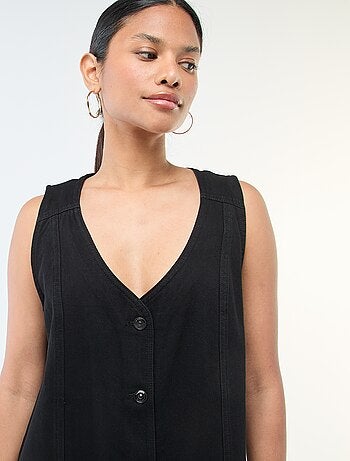 Robe denim sans manches en coton