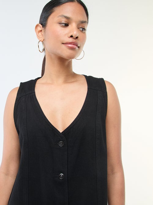 Robe denim sans manches en coton - Kiabi