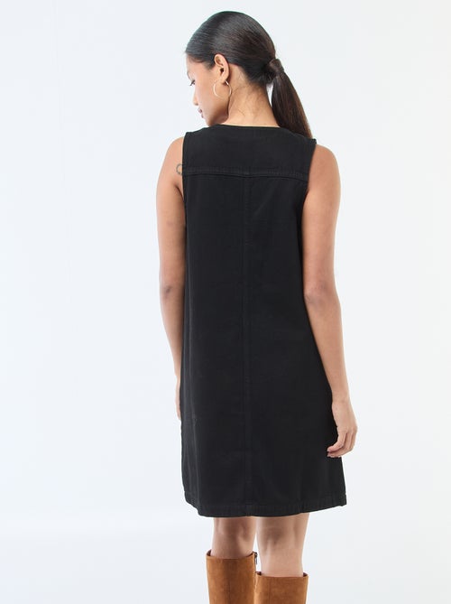 Robe denim sans manches en coton - Kiabi