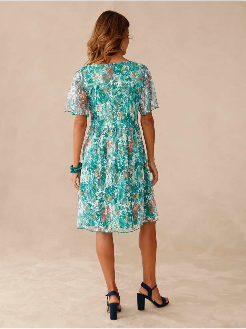 Robe dentelle manches volantées - DAXON Vert - Kiabi