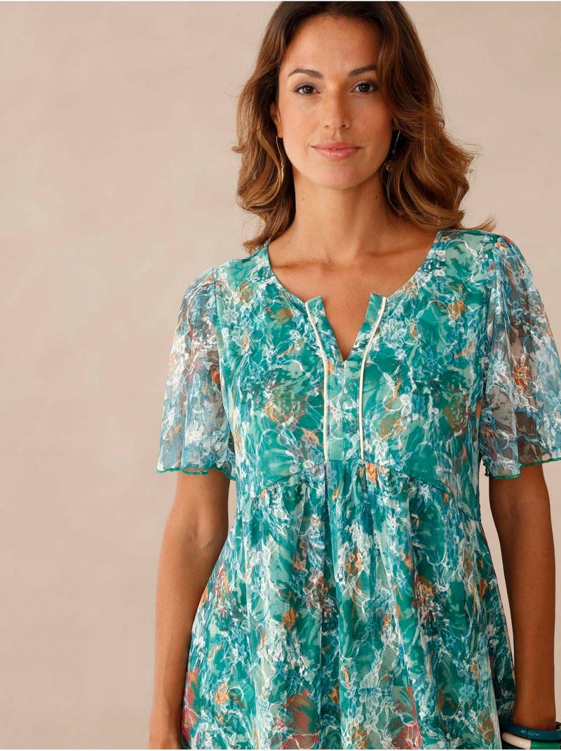 Robe dentelle manches volantées - DAXON Vert - Kiabi