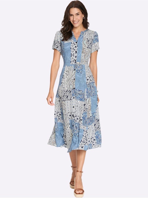 Robe d'été à col rond avec motif patchwork et manches courtes - Taille standard - Witt - Kiabi Robe d'été à col rond avec motif patchwork et manches courtes - Taille standard - Witt - Kiabi