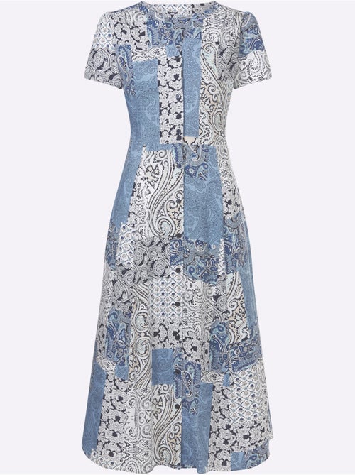 Robe d'été à col rond avec motif patchwork et manches courtes - Taille standard - Witt - Kiabi Robe d'été à col rond avec motif patchwork et manches courtes - Taille standard - Witt - Kiabi