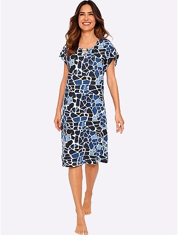 Robe d'été à imprimé animal avec encolure v et mancherons - taille standard - moda vilona