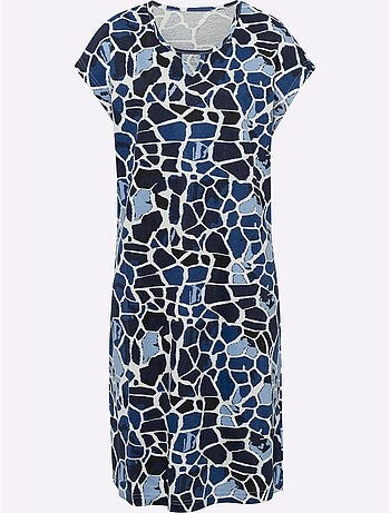 Robe d'été à imprimé animal avec encolure v et mancherons - taille standard - moda vilona