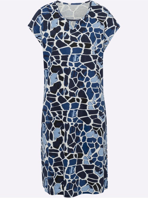 Robe d'été à imprimé animal avec encolure V et mancherons - Taille standard - Moda Vilona - Kiabi Robe d'été à imprimé animal avec encolure V et mancherons - Taille standard - Moda Vilona - Kiabi