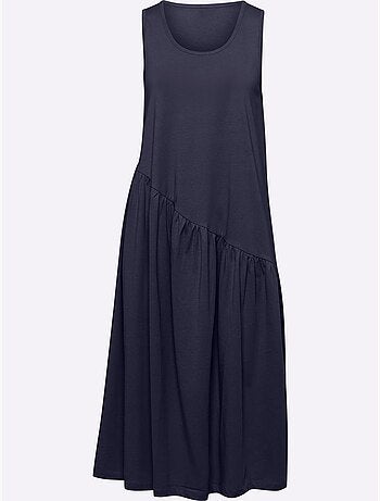 Robe d'été en jersey avec coupe évasée et fronces fantaisie - Taille standard - Moda Vilona