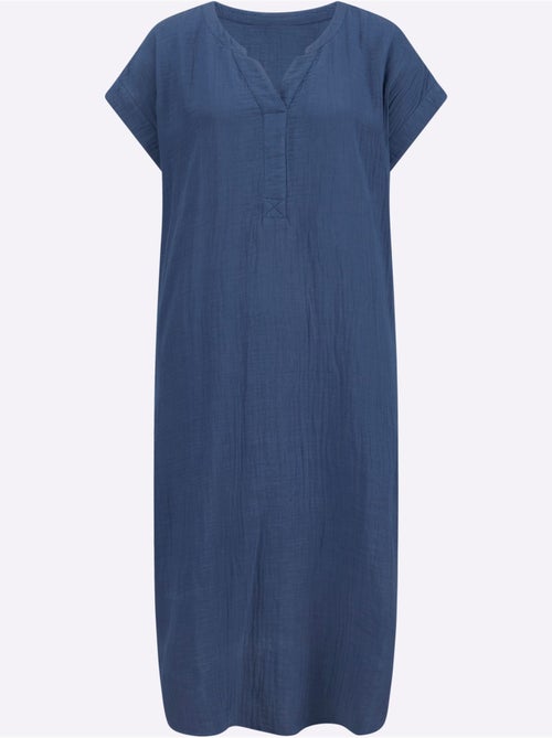 Robe d'été en coton avec col en V et mancherons - Taille standard - Witt - Kiabi