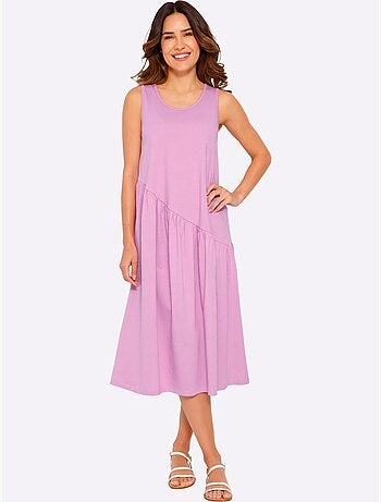 Robe d'été en jersey avec coupe évasée et fronces fantaisie - Taille standard - Moda Vilona