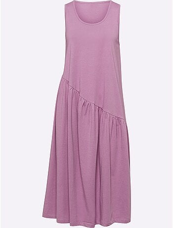 Robe d'été en jersey avec coupe évasée et fronces fantaisie - Taille standard - Moda Vilona