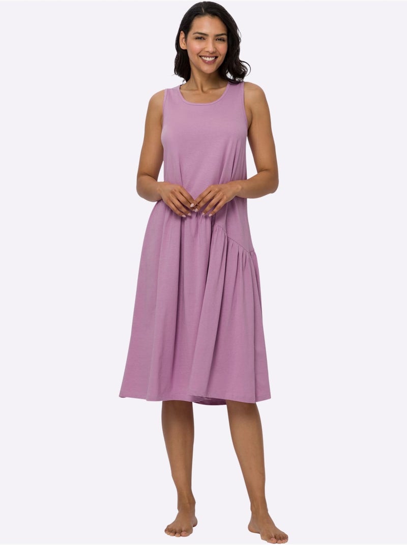 Robe d'été en jersey avec coupe évasée et fronces fantaisie - Taille standard - Moda Vilona Rose - Kiabi