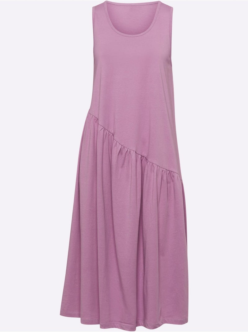 Robe d'été en jersey avec coupe évasée et fronces fantaisie - Taille standard - Moda Vilona Rose - Kiabi