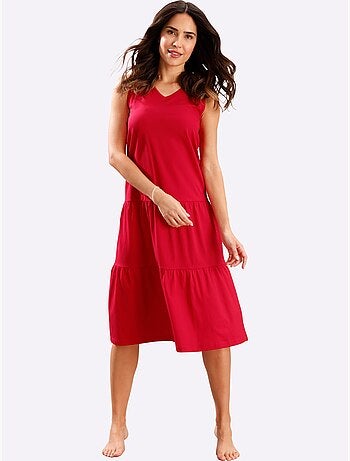 Robe d'été en jersey avec encolure en v et volants froncés - taille standard - moda vilona