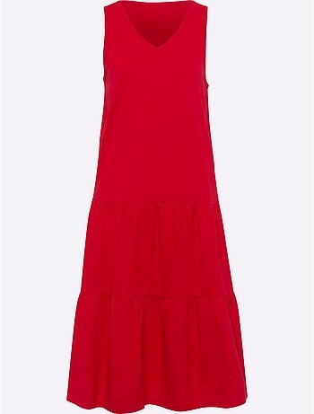 Robe d'été en jersey avec encolure en v et volants froncés - taille standard - moda vilona