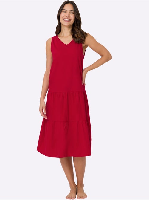 Robe d'été en jersey avec encolure en V et volants froncés - Taille standard - Moda Vilona - Kiabi