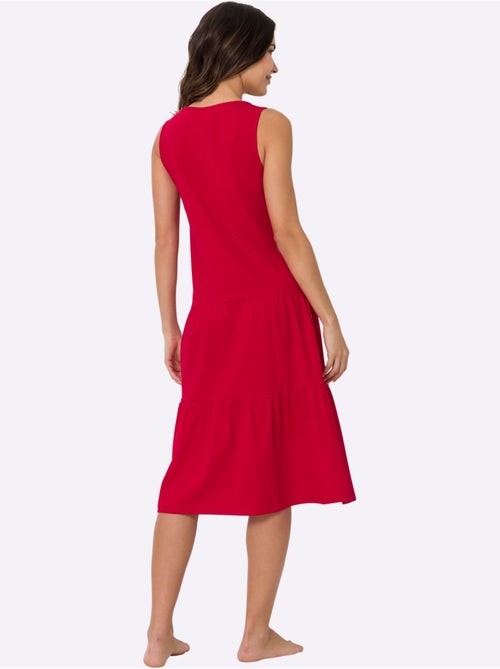 Robe d'été en jersey avec encolure en V et volants froncés - Taille standard - Moda Vilona - Kiabi