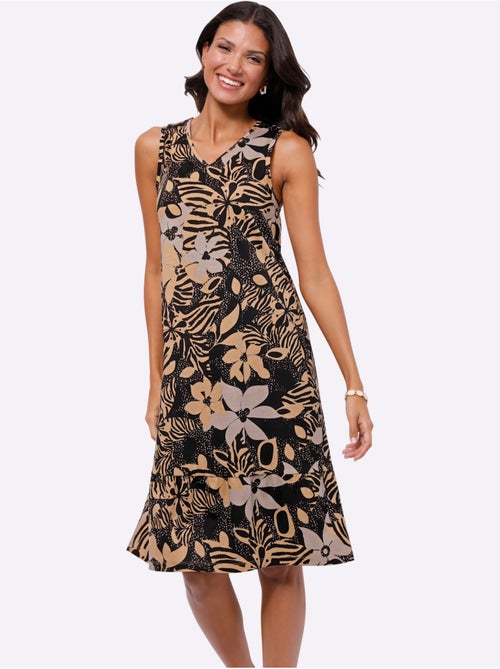 Robe d'été en jersey fin avec encolure en V et motifs floraux - - Moda Vilona - Kiabi Robe d'été en jersey fin avec encolure en V et motifs floraux - - Moda Vilona - Kiabi