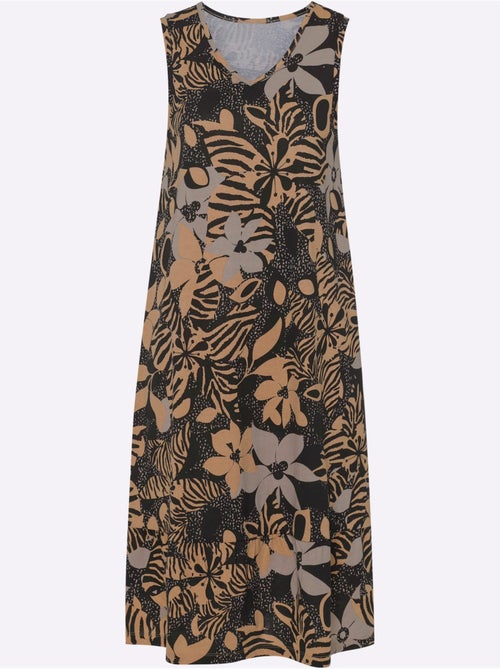 Robe d'été en jersey fin avec encolure en V et motifs floraux - - Moda Vilona - Kiabi Robe d'été en jersey fin avec encolure en V et motifs floraux - - Moda Vilona - Kiabi