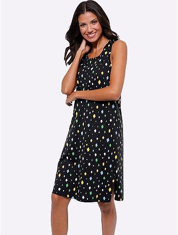 Robe d'été en jersey fin avec encolure ronde et fente latérale - taille standard - moda vilona