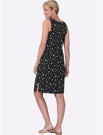 Robe d'été en jersey fin avec encolure ronde et fente latérale - taille standard - moda vilona