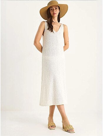 Robe d'été en maille à bretelles et rayures dans le dos de bianco lucci